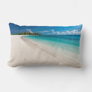 Tropical Island Footprints On The Sand   Lumbar Cushion