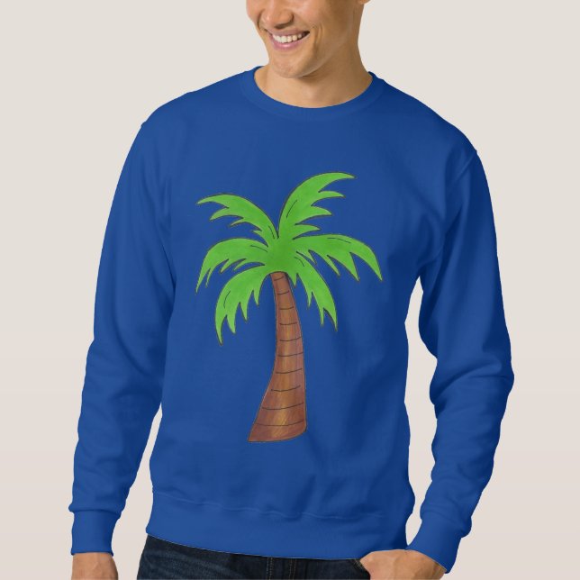 Tropical Island Green Palm Tree Sweatshirt (Front)
