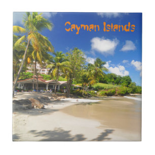 Tropical island in Cayman Islands Tile