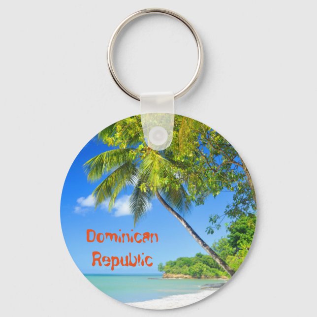 Tropical island in Dominican Republic Key Ring (Front)