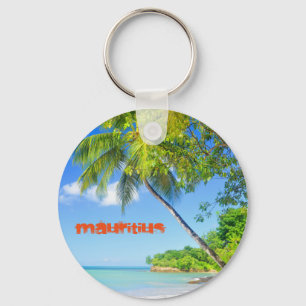 Tropical island in Mauritius Key Ring
