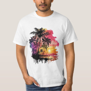 Tropical island landscape at dusk T-Shirt