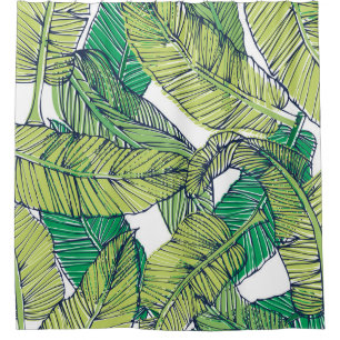 tropical island leaf illustration/vintage shower curtain