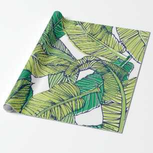 tropical island leaf illustration/vintage wrapping paper