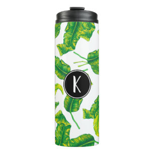 Tropical Island Leaves   Monogram Thermal Tumbler