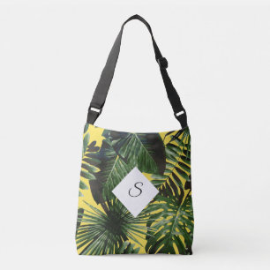 Tropical Island Leaves Monogram with Your Initials Crossbody Bag
