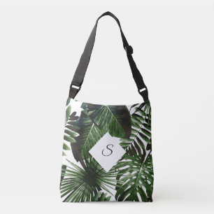 Tropical Island Leaves Monogram with Your Initials Crossbody Bag