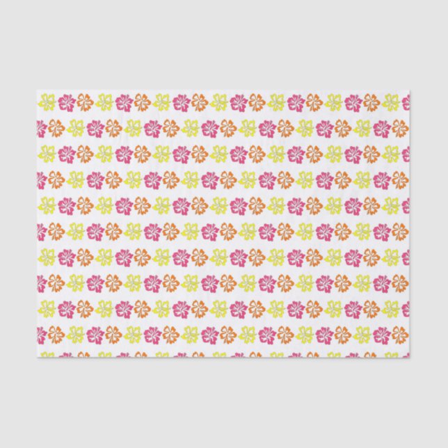 Tropical Island Luau Pink Hawaiian Hibiscus Floral Tissue Paper (Front)