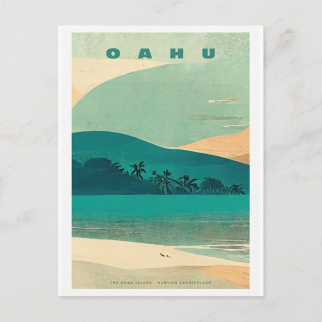 Tropical Island Oahu Postcard (Front)