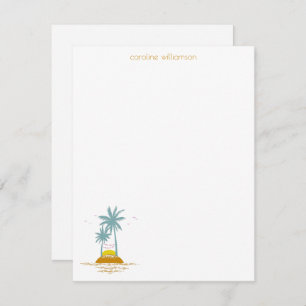 Tropical Island Ocean and Palm Trees Personalised  Card