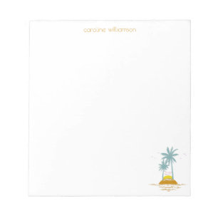 Tropical Island Ocean and Palm Trees Personalised Notepad