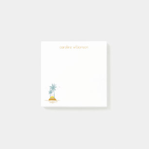 Tropical Island Ocean and Palm Trees Personalised Post-it Notes