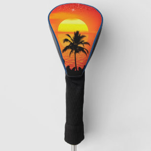 Tropical Island Ocean Sunset Palm Tree Beach Golf Head Cover