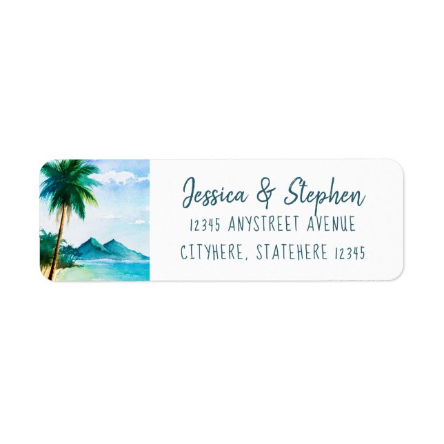 Tropical Island Painting Beach Return Address (Front)