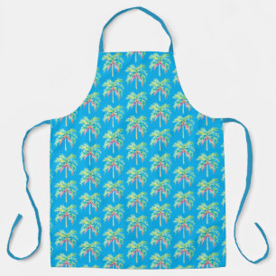 Tropical Island Palm Blue All-Over Print Apron