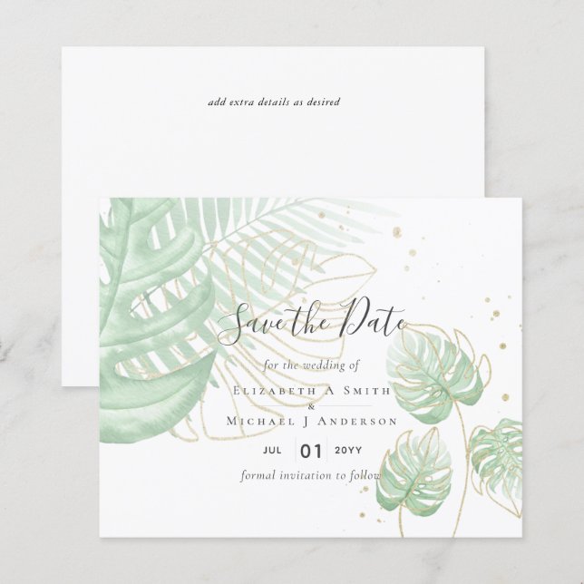 Tropical Island Palm Leaves Beach Wedding (Front/Back)