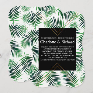 Tropical Island Palm Leaves Wedding Invitation