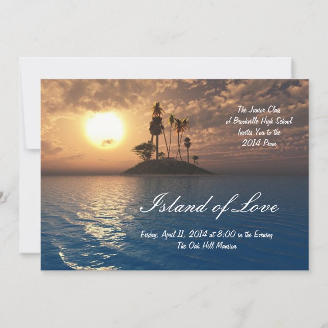 Tropical Island Palm Prom Invitation (Front)