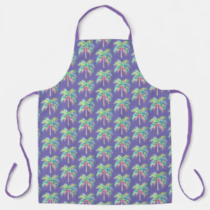 Tropical Island Palm Purple All-Over Print Apron