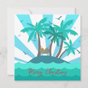 Tropical Island Palm Tree Christmas Card