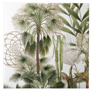 Tropical Island Palm Tree Fronds Ceramic Tile