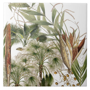 Tropical Island Palm Tree Fronds Ceramic Tile