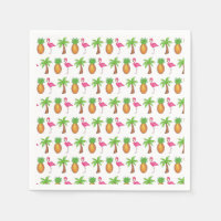Tropical Island Palm Tree Pineapple Pink Flamingo