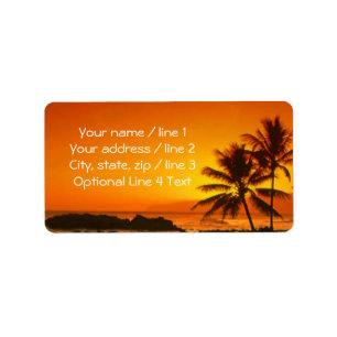Tropical Island Palm Tree Sunset Address Labels