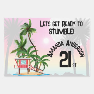 Tropical Island Palm Tree Sunset Invitation Wrapping Paper Sheet
