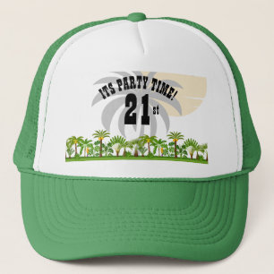 Tropical Island Palm Tree Sunset Trucker Hat