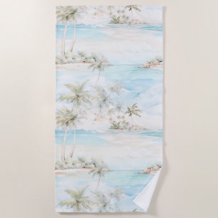 Tropical Island Palm Trees Beach Towel