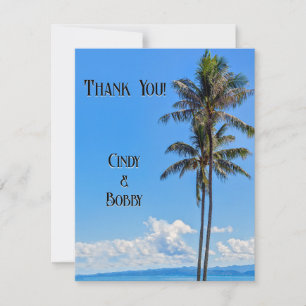 Tropical Island, Palm Trees, Blue Seas, Wedding Th Thank You Card