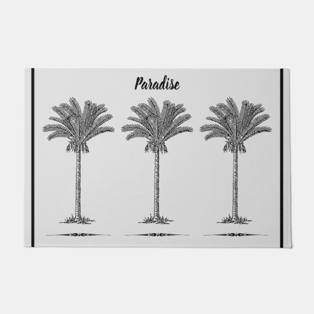 Tropical Island Palm Trees Simple Elegant Beach Doormat (Front)