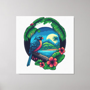 Tropical Island Palms Beach Travel Retro Canvas