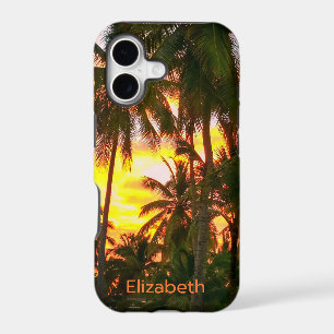 Tropical Island Palms Sunset Abstract Monogrammed