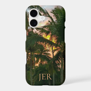 Tropical Island Palms Sunset Monogrammed Initials