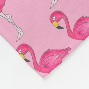 Tropical Island Paradise Hot Pink Flamingo Bird Fleece Blanket