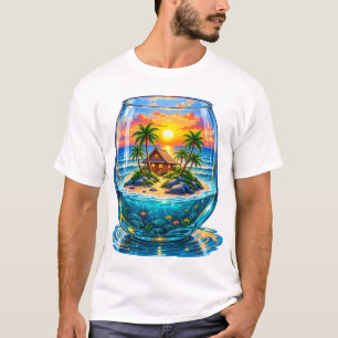 Tropical Island Paradise in a Glass Bowl T-Shirt