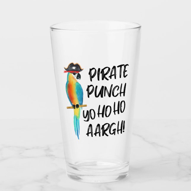 Tropical Island Parrot Pirate Punch  Glass (Front)