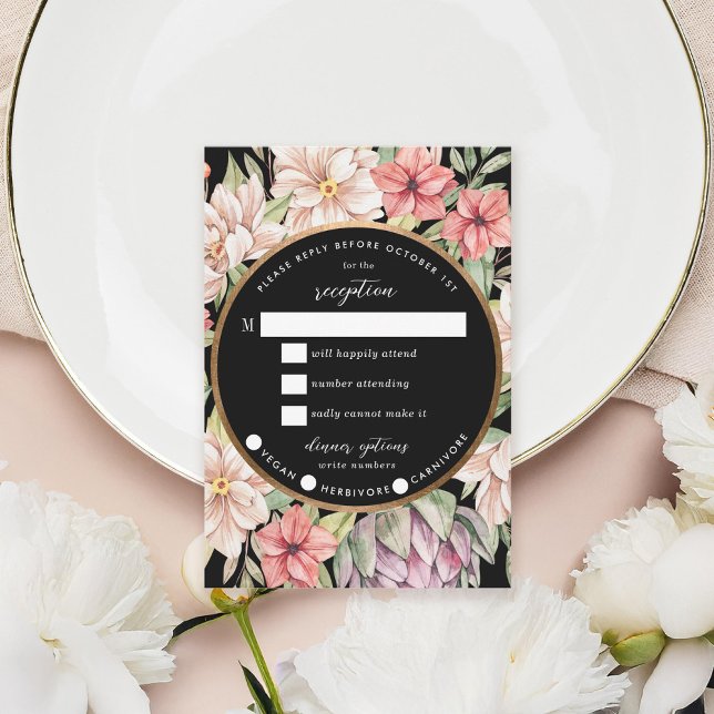 Tropical Island Pastel Floral Accommodations RSVP Card (Creator Uploaded)