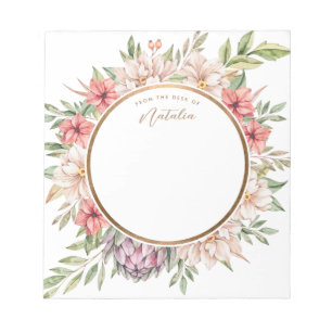 Tropical Island Pastel Floral Personalised Notepad