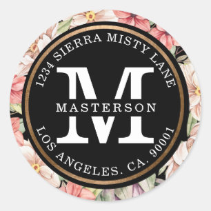 Tropical Island Pastel Floral Wedding Monogram Cla Classic Round Sticker