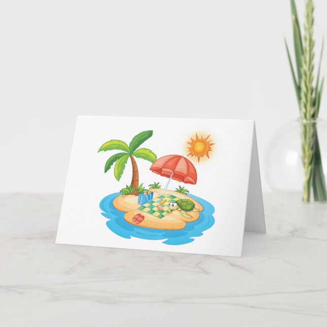 Tropical Island Picnic Thank You Card (Front)