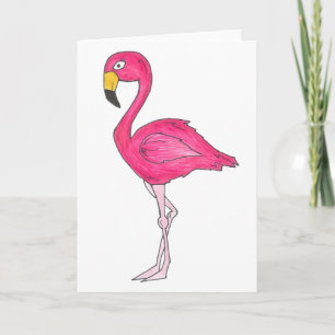 Tropical Island Pink Flamingo Bird Greeting Card