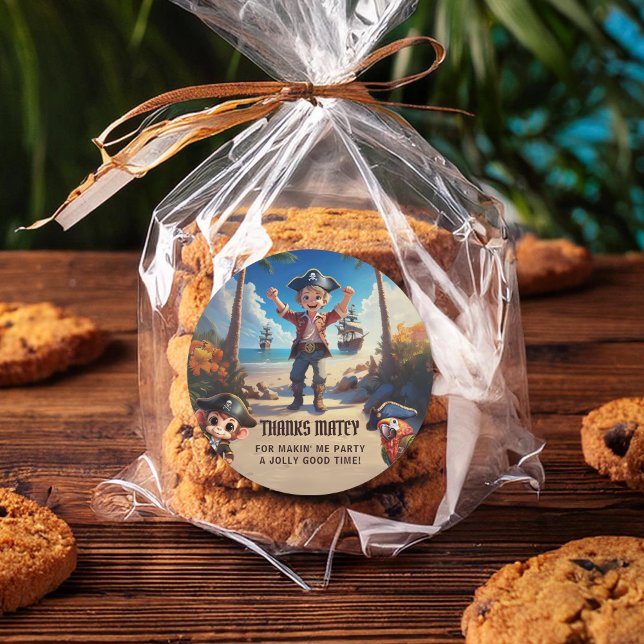 Tropical Island Pirate Boy Thank You Sticker (Creator Uploaded)