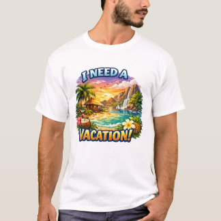 Tropical island print T-shirt