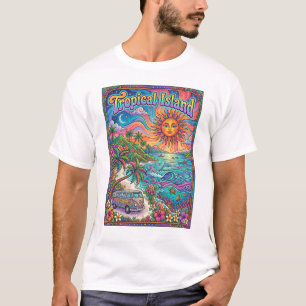 tropical island psychedelic hippie style design T-Shirt