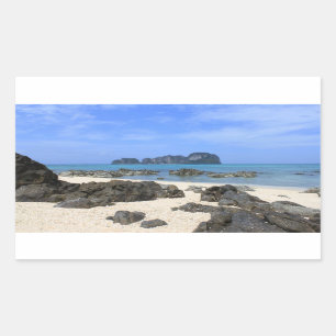 Tropical island rectangular sticker