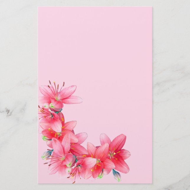 Tropical Island Red Lily Flowers  Stationery (Front)
