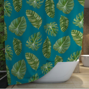 Tropical Island Resort Modern Stylish Leaf Art Shower Curtain